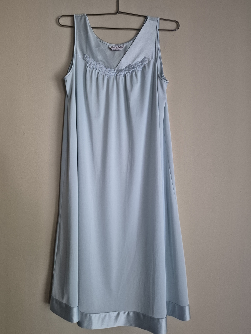 Vanity Fair Light Blue Satin-Trim Nightgown